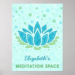 Póster Espacio de meditación Blue Lotus Flower Zen | Nomb