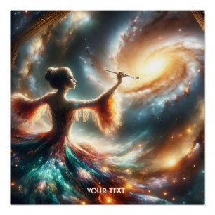 Póster Espacio de pintura de Chica lindo de fantasía