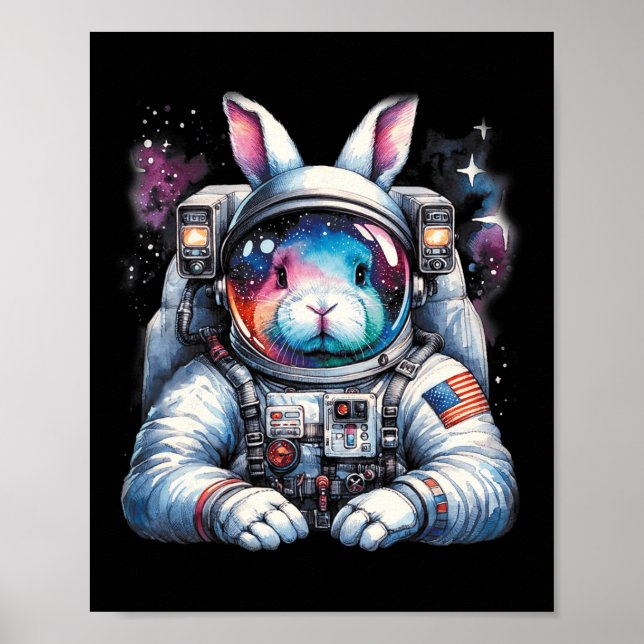 Póster Espacio Divertido Para El Conejo De Pascua Externo (Frente)
