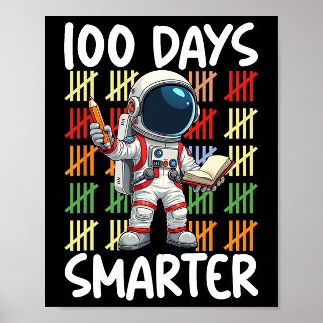 Póster Espacio escolar de 100 días: chicos más inteligent (Frente)