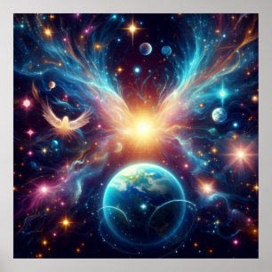 Póster Espacio exterior en una pared de 24x24 vívidamente