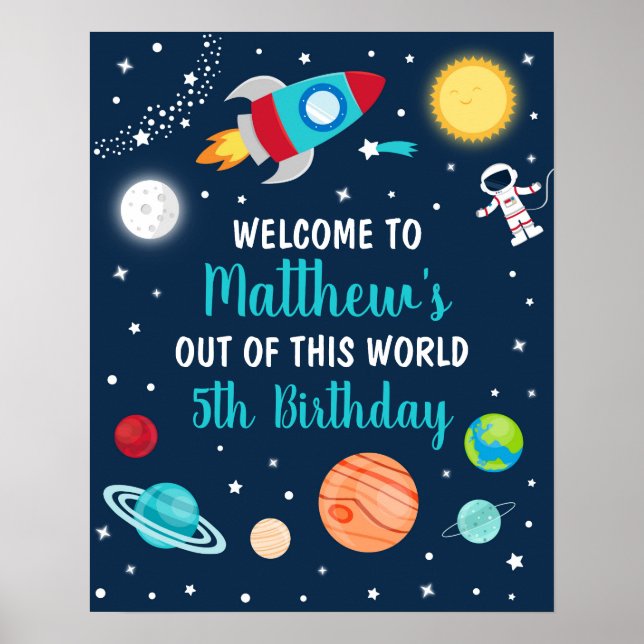 Póster Espacio Fuera De Esta Bienvenida De Cumpleaños Mun (Frente)