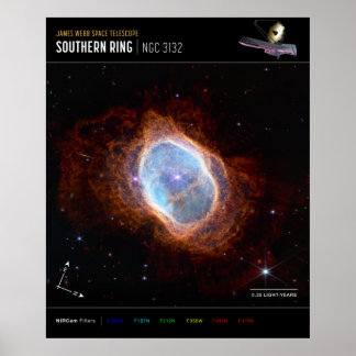 Póster Espacio nebuloso del anillo meridional Telescopio