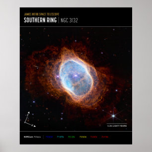 Póster Espacio nebuloso del anillo meridional Telescopio