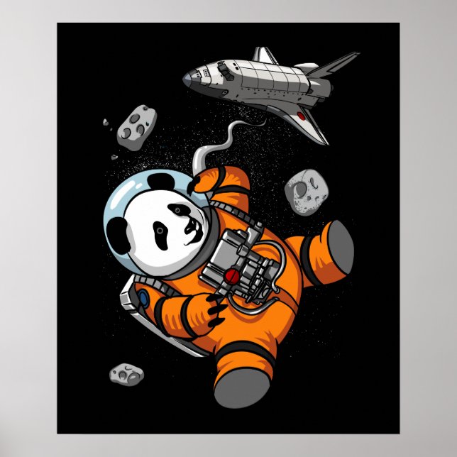 Póster Espacio Panda Oso Astronauta Galaxia Animal Cósmic (Frente)
