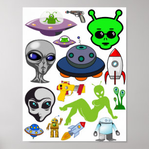 Póster Espacio personalizado Aliens Graves Hoja de colecc
