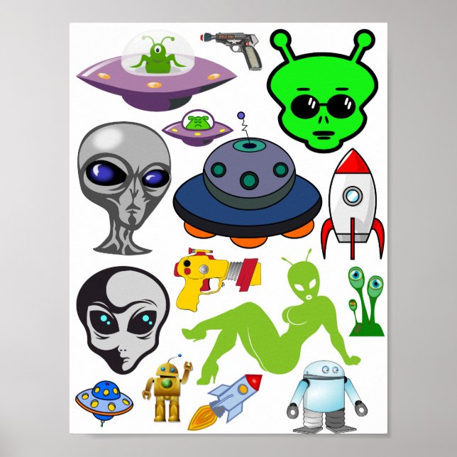 Póster Espacio personalizado Aliens Graves Hoja de colecc (Frente)