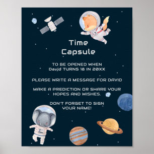 Póster Espacio: Planetas y cápsula del tiempo de los astr