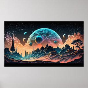 Póster Espacio psicodélico