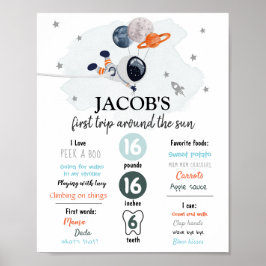 Póster Espacio Ultraterrestre Primer Día de Nacimiento Ró