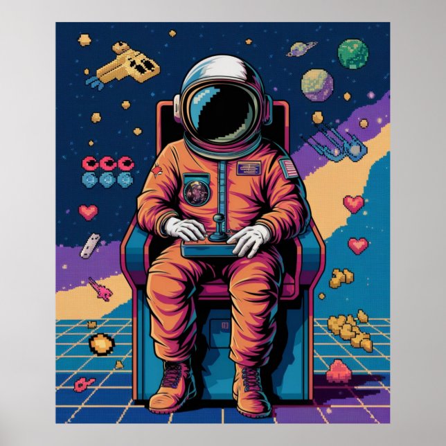 Póster Espacio y píxeles por siempre (Frente)