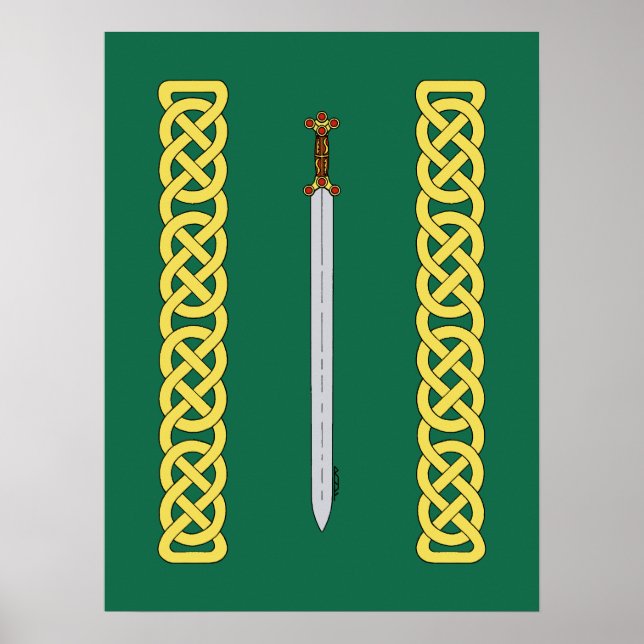 Póster Espada celta y arrojo antiguos (Frente)