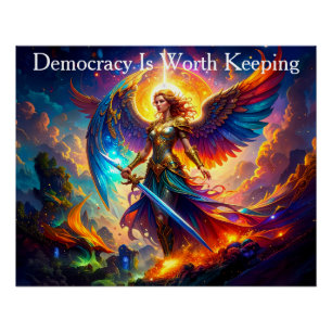 Póster Espada de la Libertad La Democracia Vale la Pena