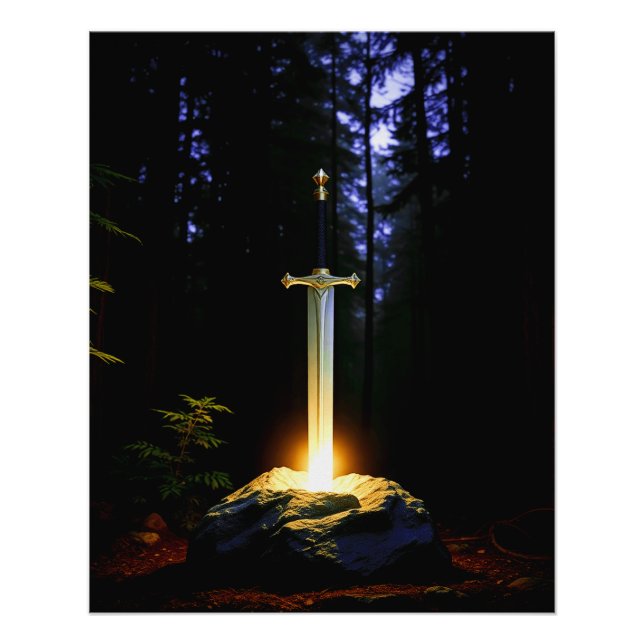 Póster Espada Excalibur En La Piedra (Anverso)