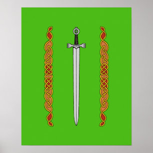 Póster Espada irlandesa y Knotwork