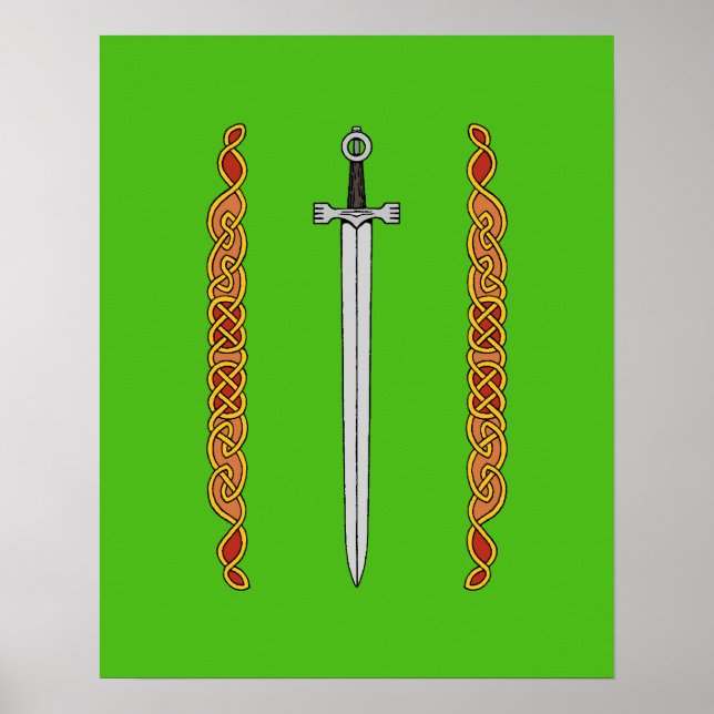 Póster Espada irlandesa y Knotwork (Frente)