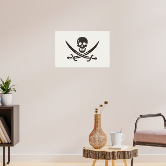 Póster Espadas de cráneo de obsidiana Bandera pirata de C