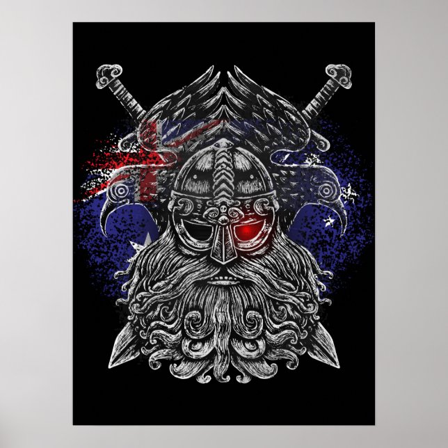 Póster espadas de cuervos de Odín Mitología vikinga bande (Frente)