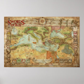 Póster Espadas de Kos: Mapa de campaña mediterráneo