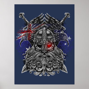 Póster Espadas de Odin ravens Bandera de Viking Mythology