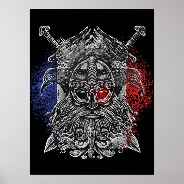 Póster Espadas de Odin ravens Bandera de Viking Mythology (Frente)
