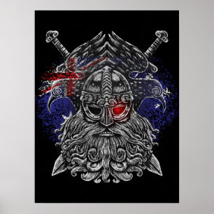 Póster Espadas de Odin ravens Bandera de Viking Mythology