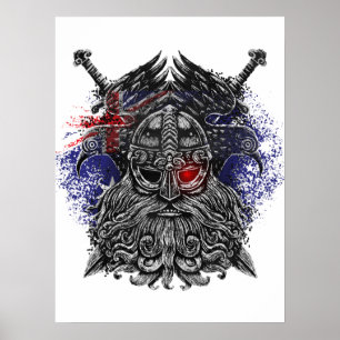 Póster Espadas de Odin ravens Bandera de Viking Mythology