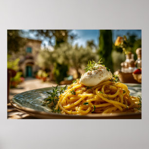 Póster Espagueti con queso birmano en el sur de Italia