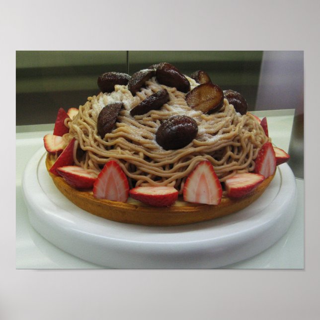 Póster Espagueti japonés y pastel de fresa (Frente)