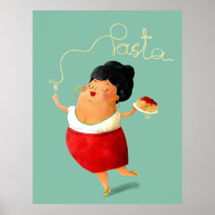 Póster Espaguetis italianos Donna
