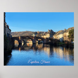 Póster Espalion ciudad en región volcánica de Francia