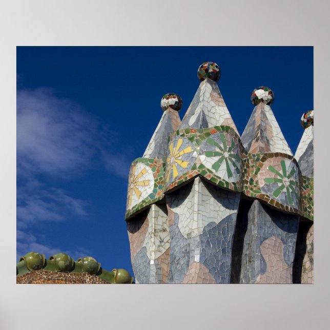 Póster España, Cataluña, Barcelona. Casa Batlló (1906). (Frente)