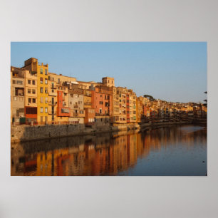 Póster España. Cataluña. Gerona. Casas en el Onyar