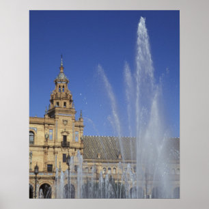 Póster España, Sevilla, Andalucía Fuente y ornado