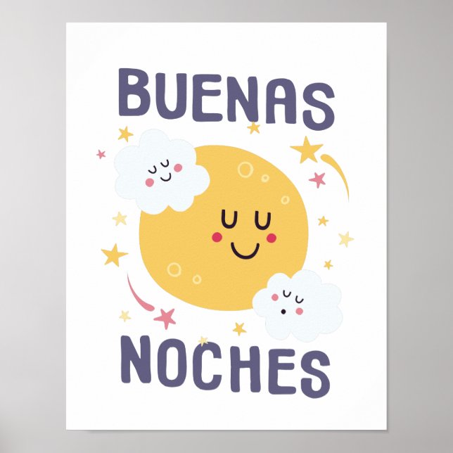 Poster español: Feliz luna y estrellas de arte de  (Frente)