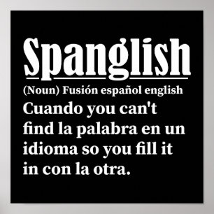 Póster Español Gracioso Definición Español Inglés