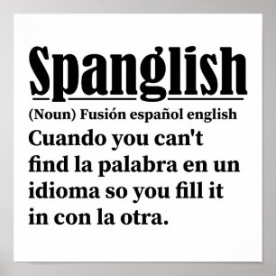 Póster Español Gracioso Definición Español Inglés