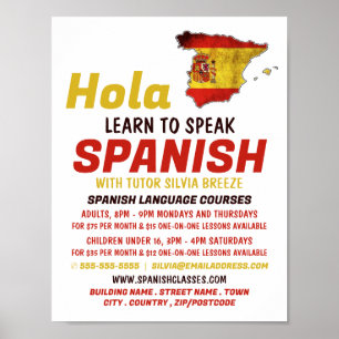 Póster Español Hola, Curso de Español
