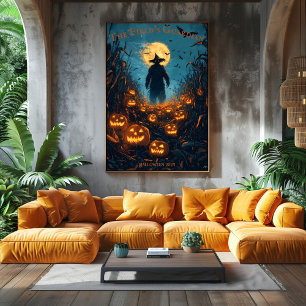 Póster Espantapájaros de Halloween con Jack-O'-Lanterns b