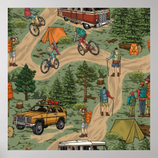 Póster Esparcimiento al aire libre vintage sin problemas 