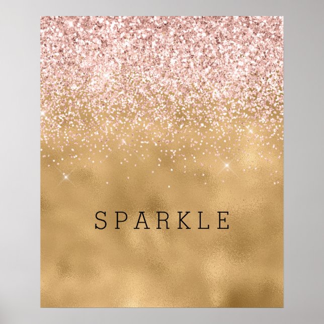 Póster Esparkle Purpurina rosa Gold Glam Rubor (Frente)