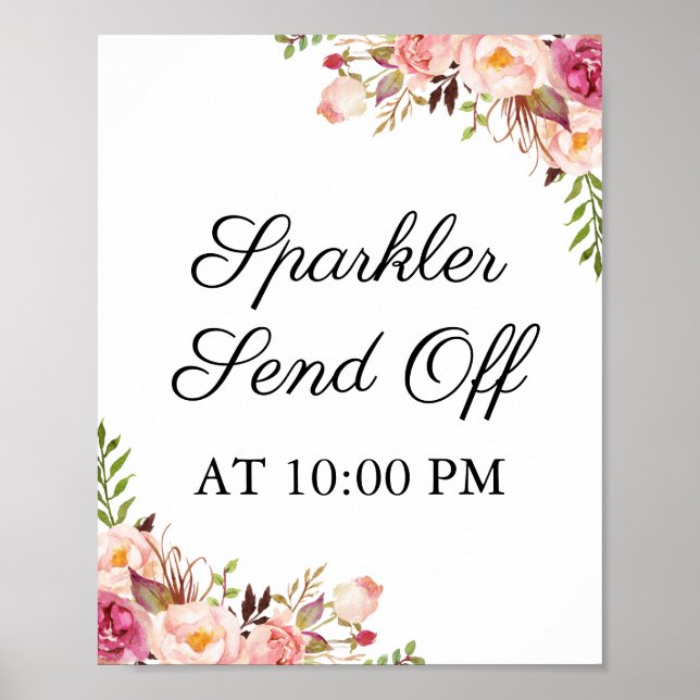 Póster Esparkler floral rosado ruidoso despide a Poster d (Frente)