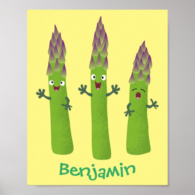 Póster Espárrago lindo cantando trío de verduras personal (Frente)