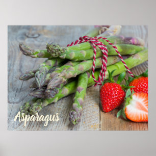 Póster Espárrago verde con fresa