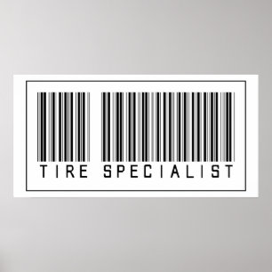 Póster Especialista en neumáticos de código de barras