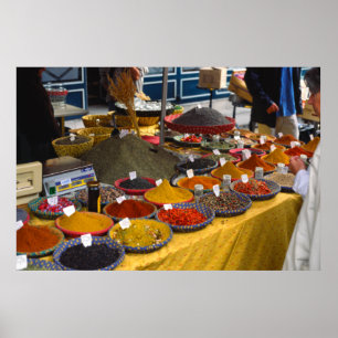 Póster Especias, día de mercado, Aix-en-Provence, Francia
