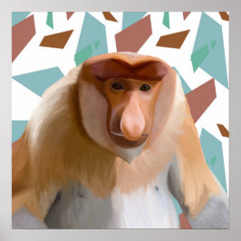 Póster Especies en peligro de extinción de monos Probosci