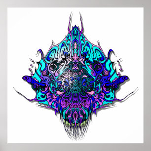 Póster Especies malvadas de cabeza alienígena # 44 - azul