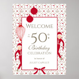 Póster Espectacular Damask Pattern 50th Birthday Welcome