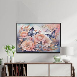 Póster Espectacular diseño de mariposas florales